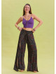 Indigo Bohemian Trousers with Elastic Waist and Tie Detail 4472